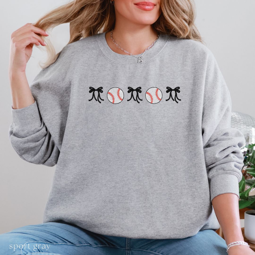 sporty bow trio embroidered crewneck