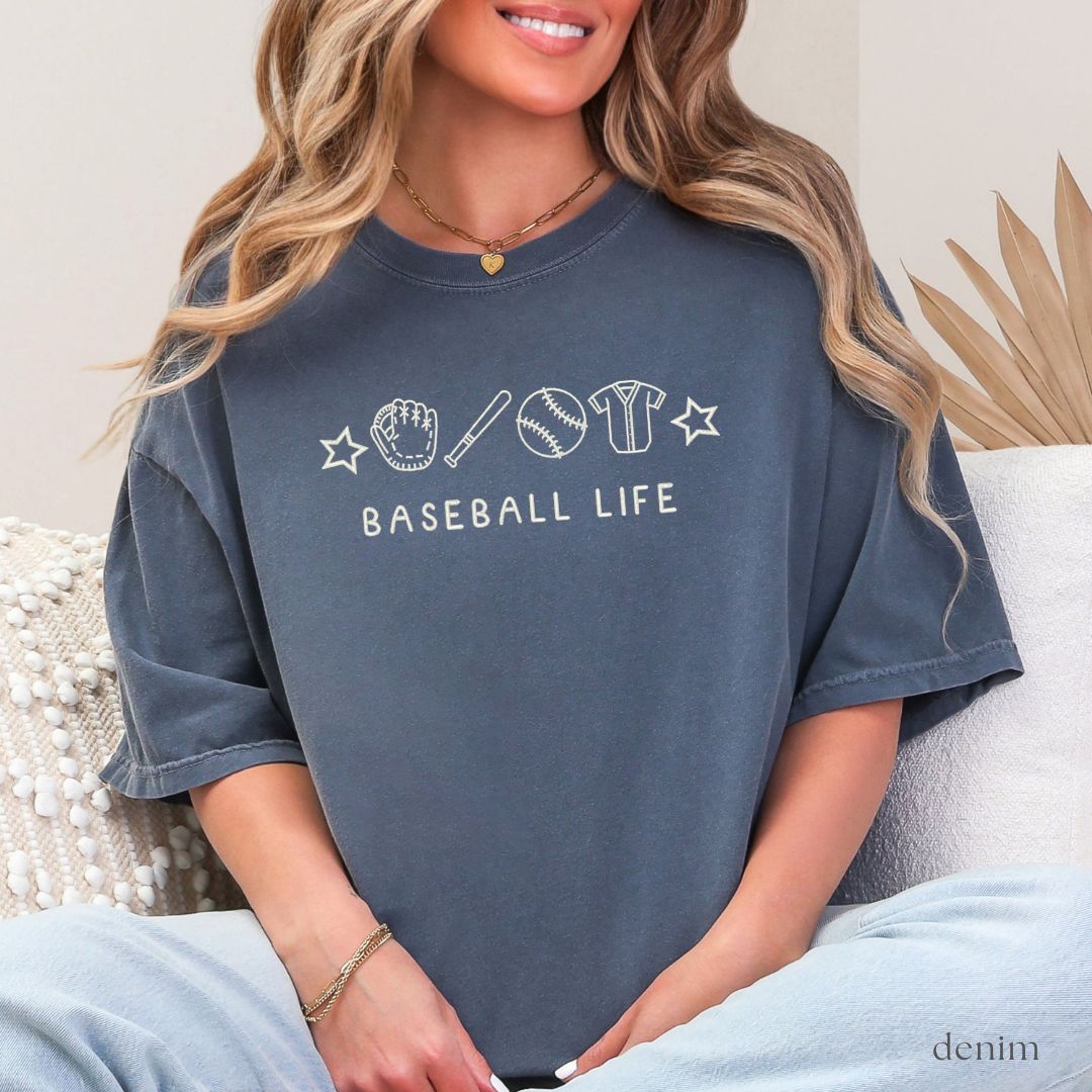 baseball life embroidered tee (short/long sleeve)