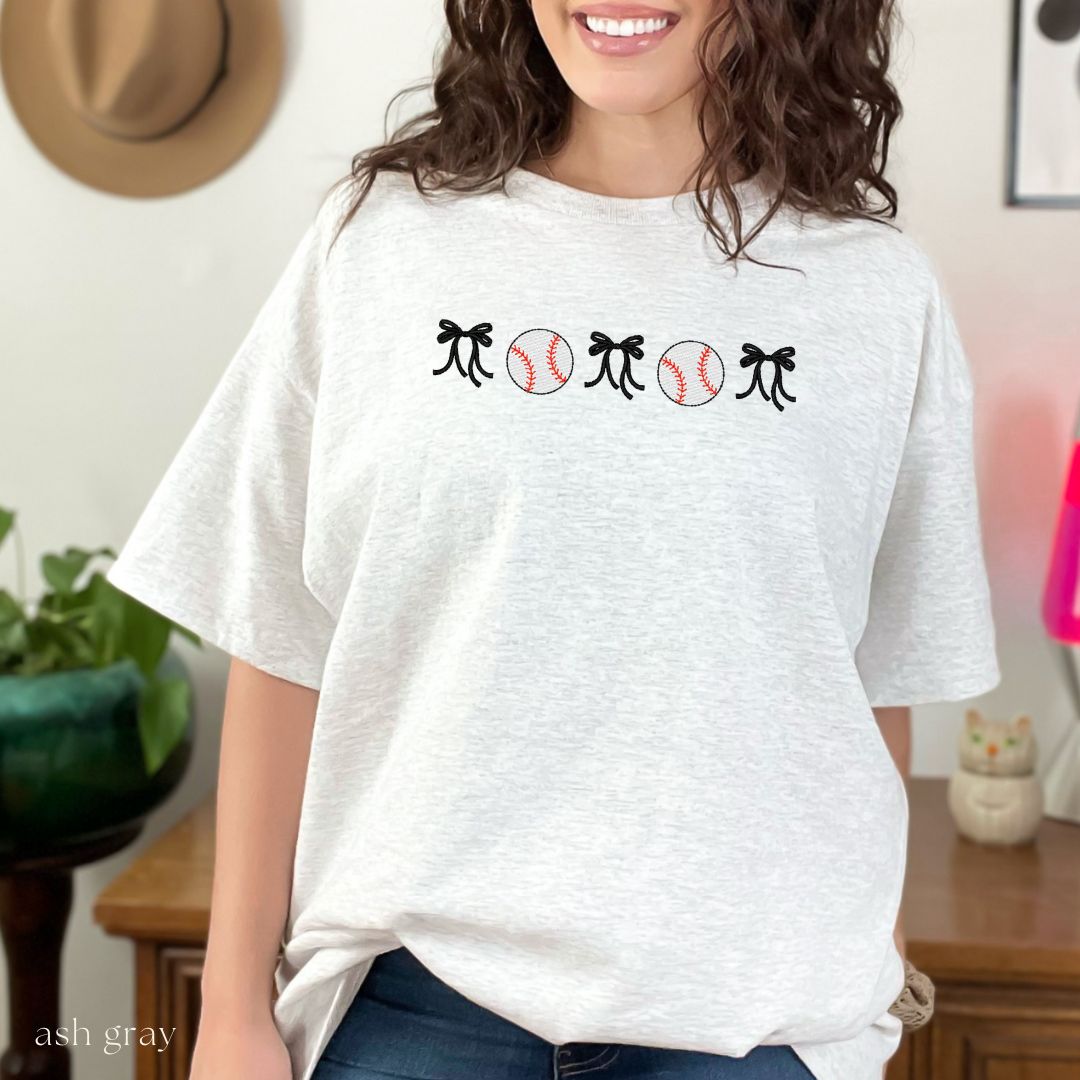 sporty bow trio embroidered tee (short/long sleeve)