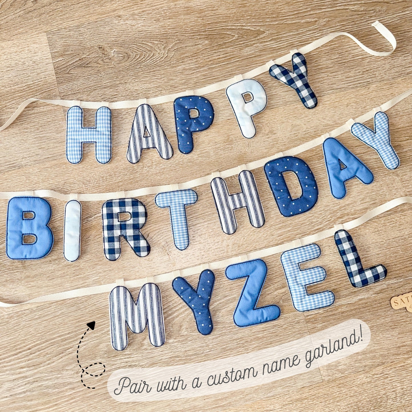 custom heirloom "happy birthday" fabric garland banner *MULTIPLE SIZES*