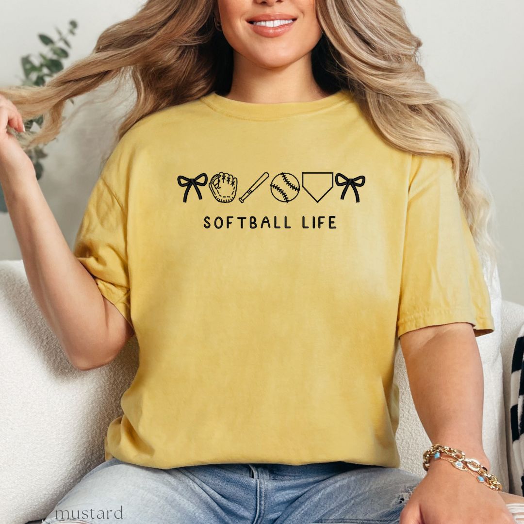 softball life embroidered tee (short/long sleeve)
