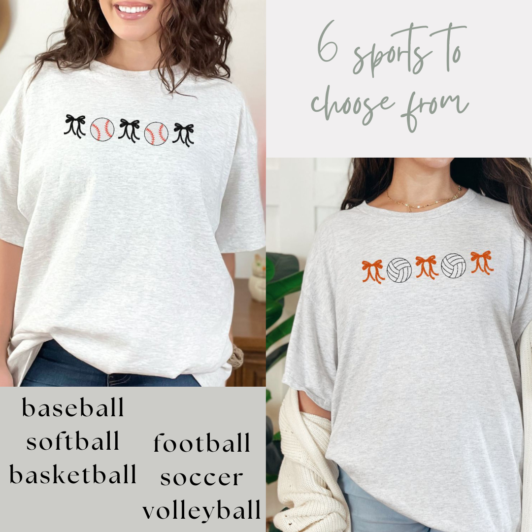 sporty bow trio embroidered tee (short/long sleeve)