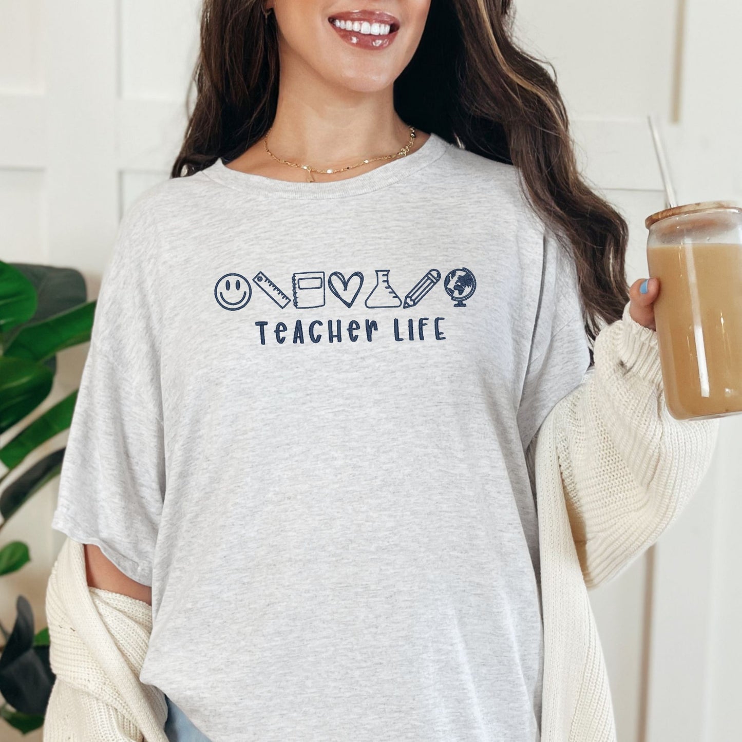 teacher life embroidered tee (short/long sleeve)