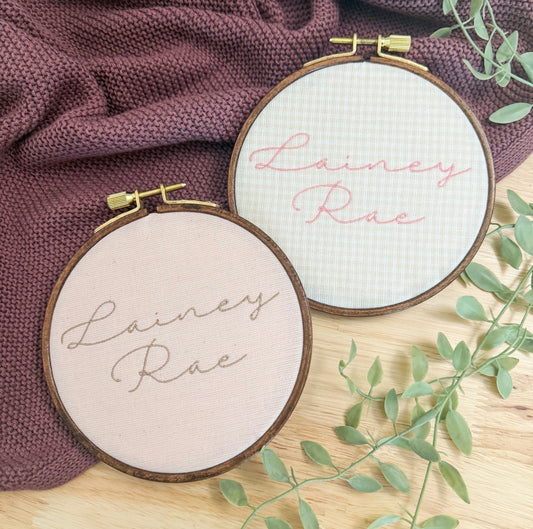 embroidered name hoop