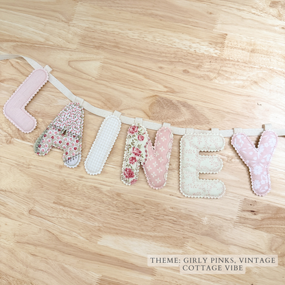custom heirloom name/word garland *MEDIUM SIZE - 4" LETTERS*