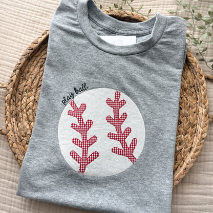 quilted baseball embroidered tee (short/long sleeve)