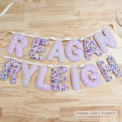custom heirloom name/word garland *MEDIUM SIZE - 4" LETTERS*