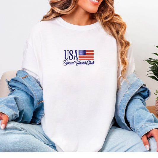 USA yacht club embroidered tee