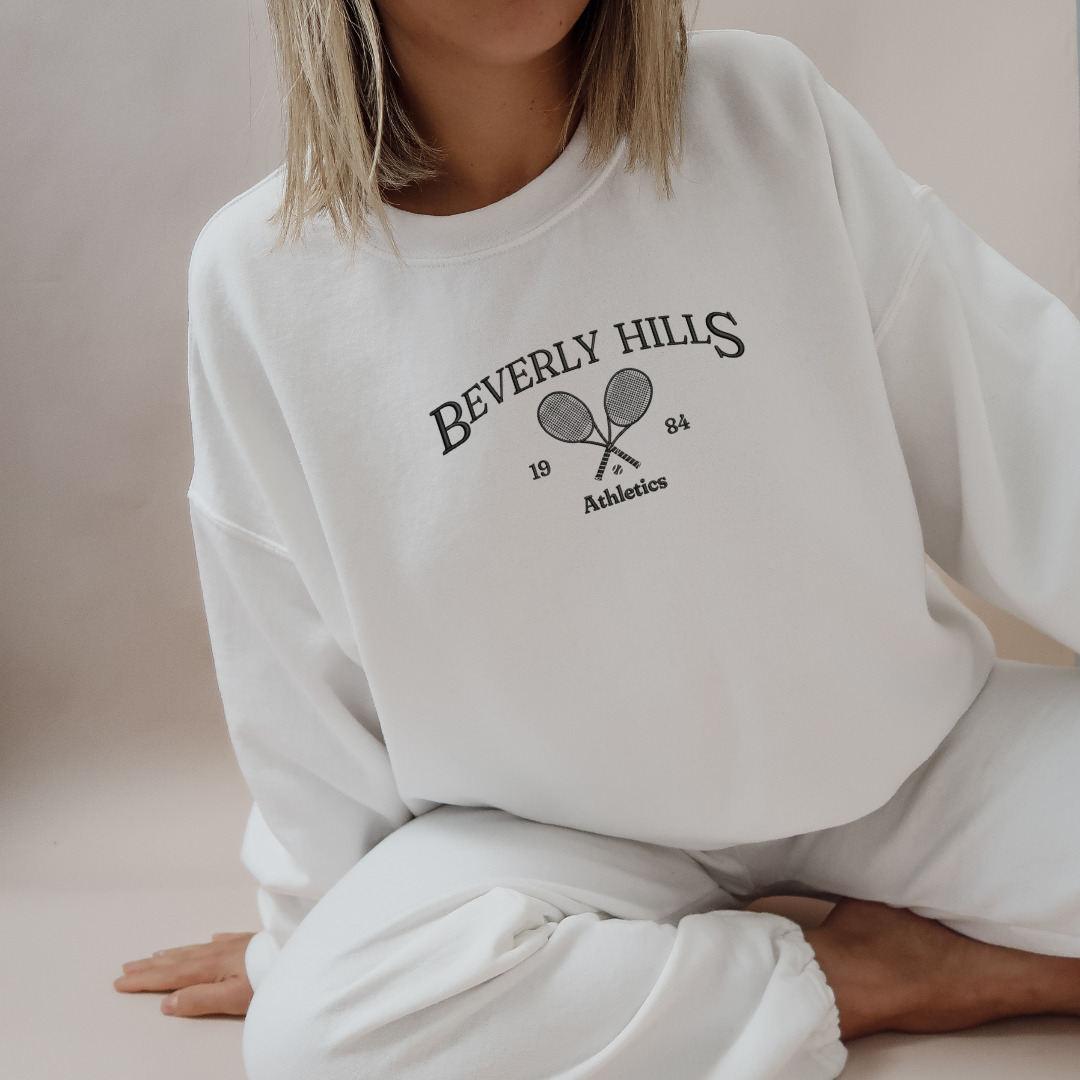 beverly hills embroidered crewneck