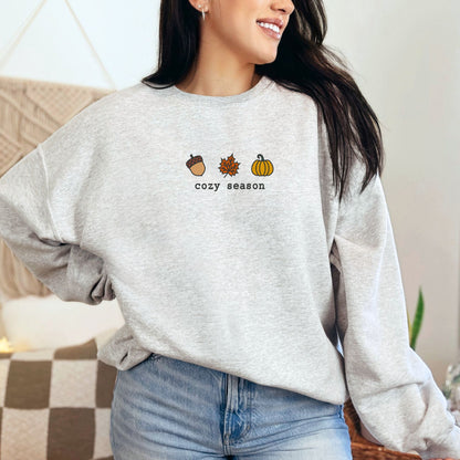 cozy season trio embroidered crewneck