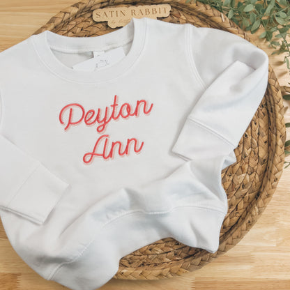 cursive name youth crewneck