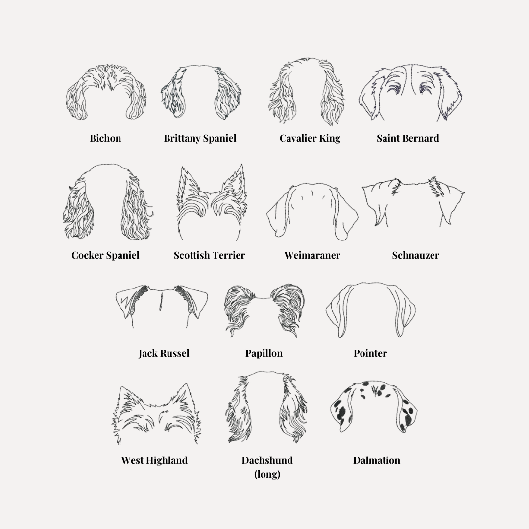 dog breed embroidered tee (ears only)