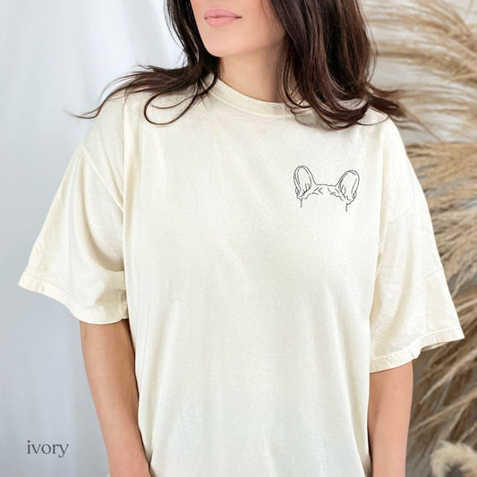 dog breed embroidered tee (ears only)