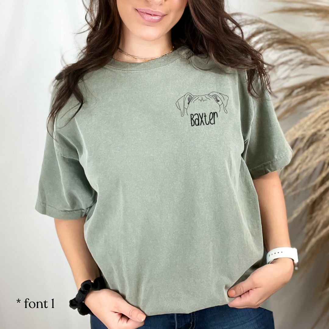 dog breed embroidered t-shirt (with name)