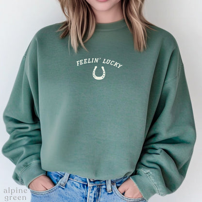 feelin' lucky embroidered crewneck
