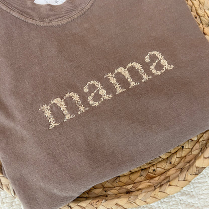 floral mama embroidered tee (short/long sleeve)