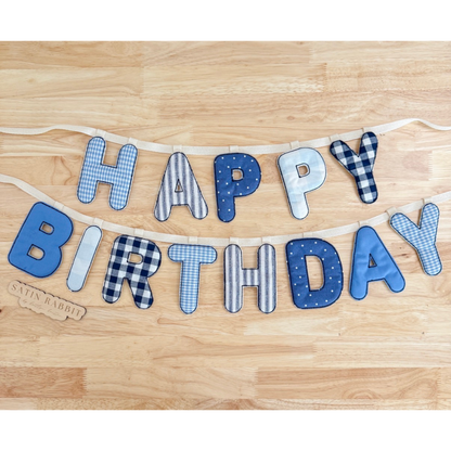 custom heirloom "happy birthday" fabric garland banner *MULTIPLE SIZES*