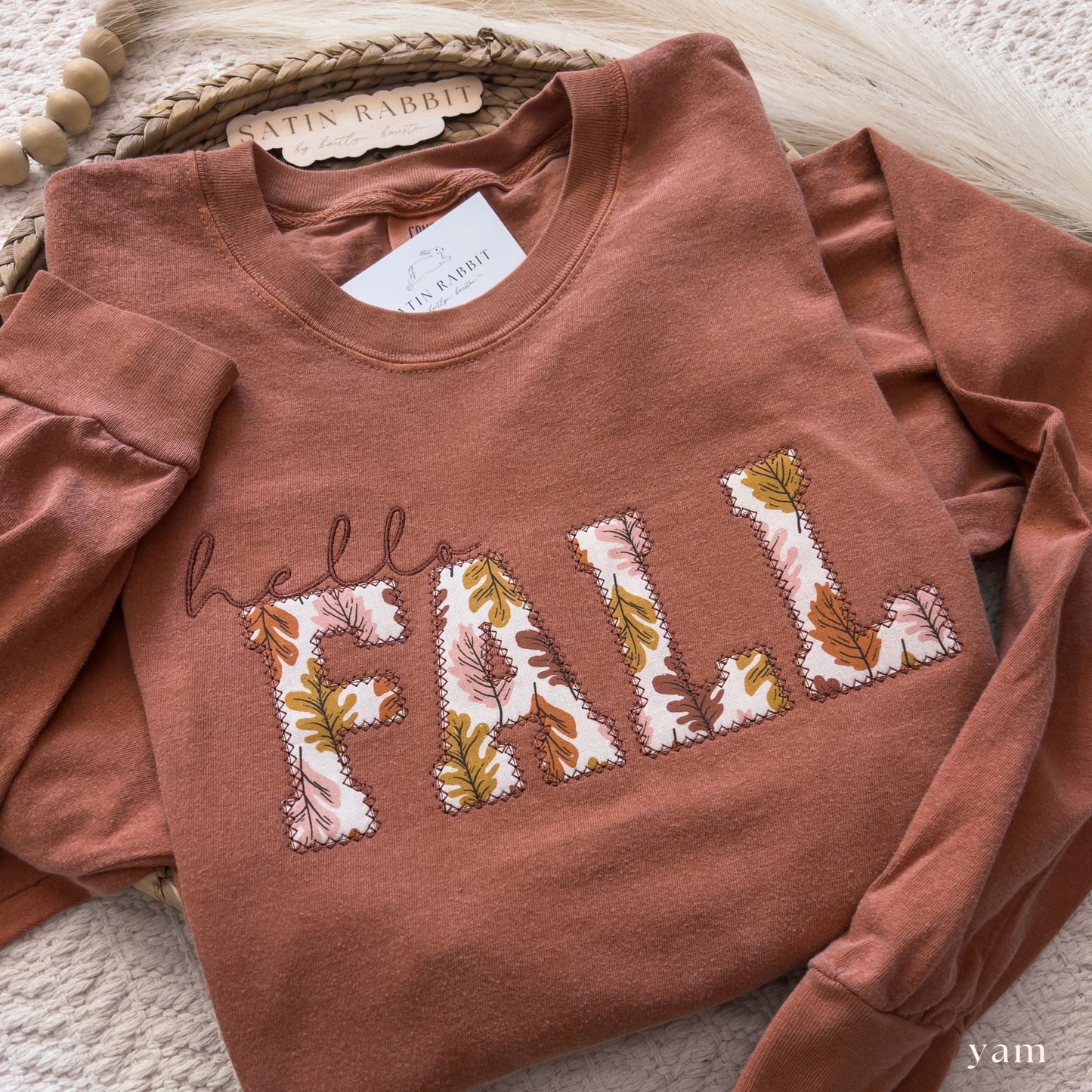 hello fall embroidered tee (short/long sleeve)