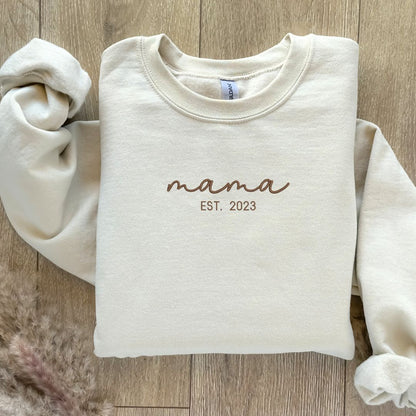 mama custom year embroidered crewneck