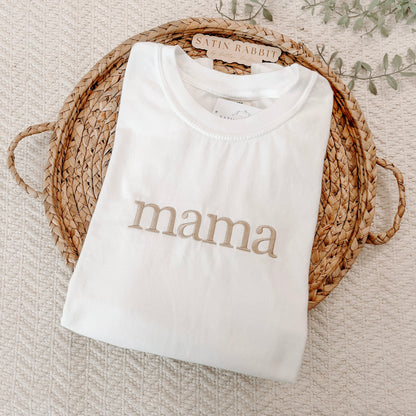 mama text embroidered tee (short/long sleeve)