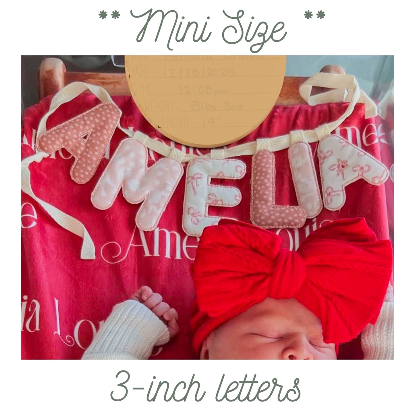 custom heirloom name/word garland *MINI SIZE - 3" LETTERS*